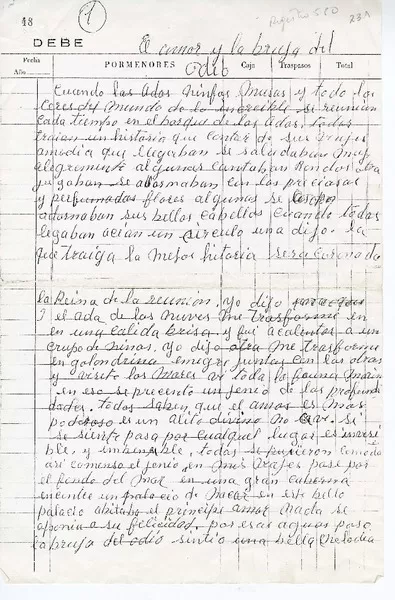 El amor y la bruja del odio  [manuscrito] Mercedes Lagos Aguilera.