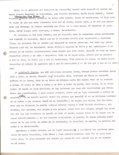 [Dije, en en gabinete del Ministro de Educación...]  [manuscrito] Miguel Arteche.