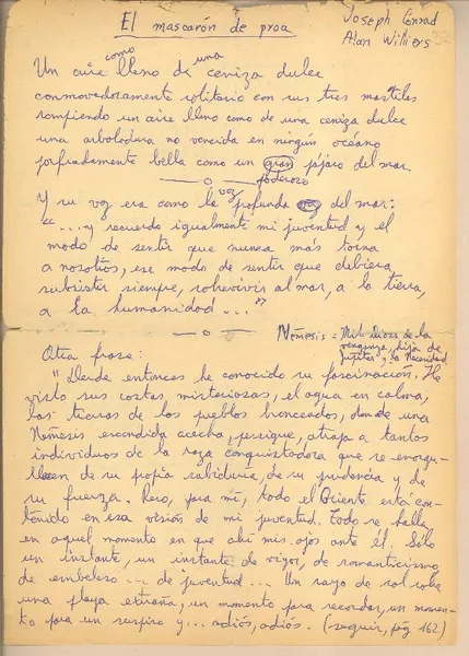El mascarón de proa  [manuscrito] Rolando Cárdenas.