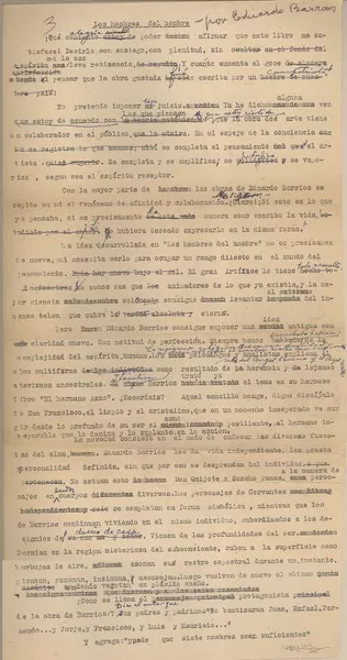 Los hombres del hombre por Eduardo Barrios  [manuscrito] Fernando Santiván.