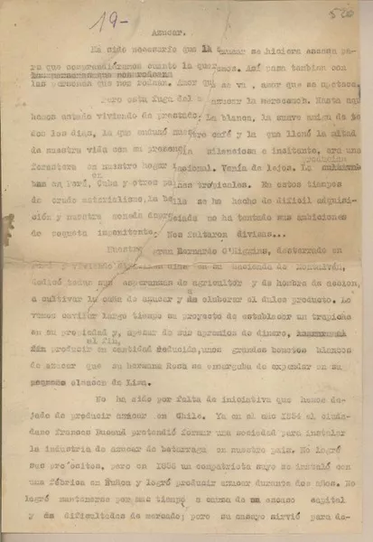 Azúcar  [manuscrito] Fernando Santiván.
