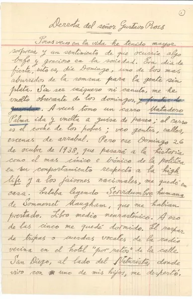 Derrota del señor Gustavo Ross  [manuscrito] Joaquín Edwards Bello.