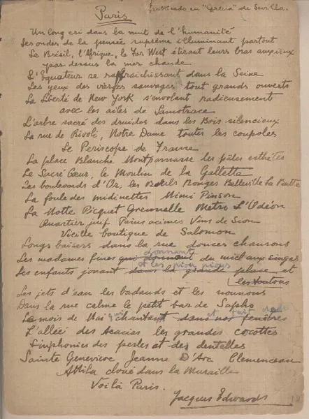 París  [manuscrito] Joaquín Edwards Bello.