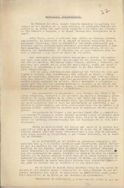 Acorazados sudamericanos  [manuscrito] Joaquín Edwards Bello.