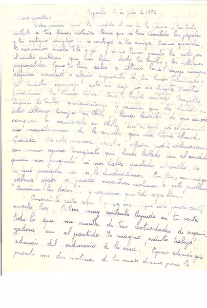 [Carta] 1956 jul. 14, Rapallo, [Italia] [a] Doris Dana, [New York]  [manuscrito] Gilda Péndola Gianollo.