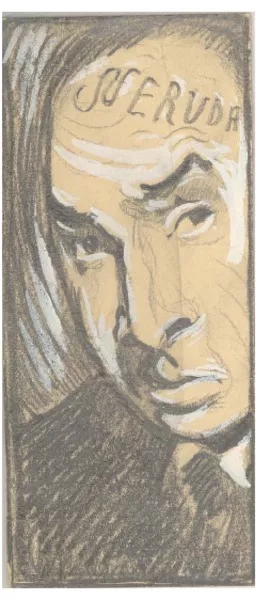 Roberto Parada, pensando en Neruda  [dibujo] Francisco Huneeus Salas ; seudónimo: Roca.