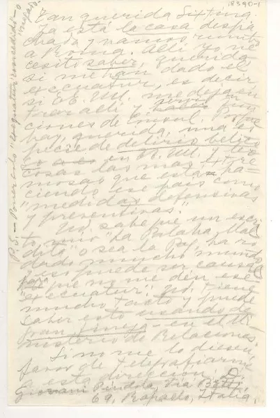 [Carta] 1951 diciembre, Nápoles, Italia [a] Sixtina Araya  [manuscrito] Gabriela Mistral.