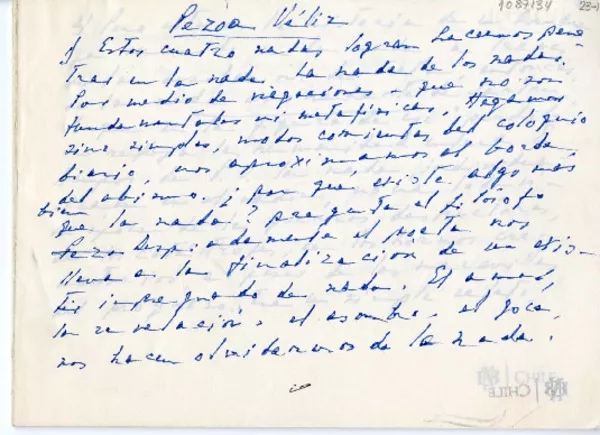 Pezoa Véliz  [manuscrito] Humberto Díaz-Casanueva.