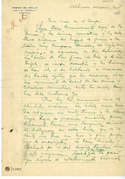 Una unión en el campo  [manuscrito] Luis Durand.