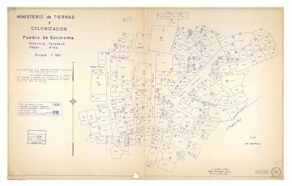 Pueblo de Socoroma  [material cartográfico] Ministerio de Tierras y Colonización.