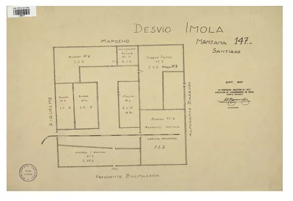 Desvío Imola manzana 147 [material cartográfico] : Asociación de Aseguradores de Chile, Comité Incendio.