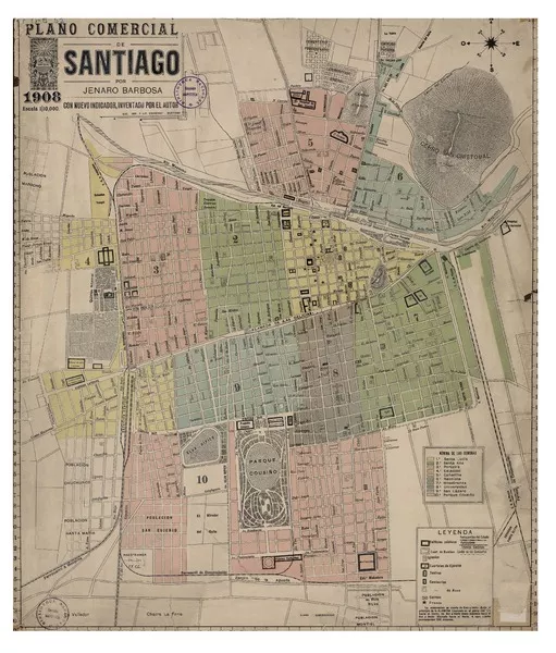 Plano comercial de Santiago  [material cartográfico] por Jenaro Barbosa.