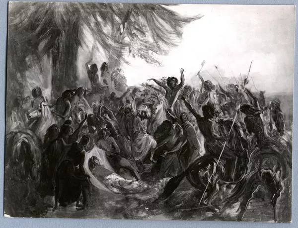 [Entierro de los indios araucanos en el monte]  [fotografía].