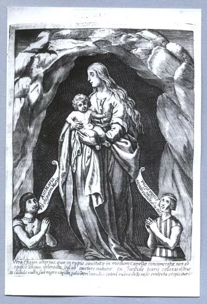 [Virgen y niño con dos adorantes]  [fotografía].