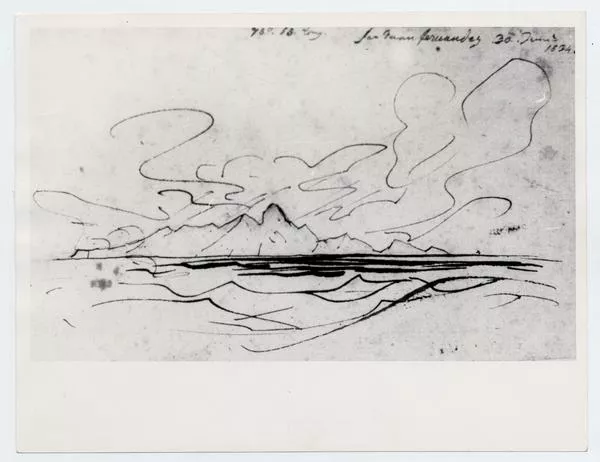 [Dibujo de la isla, titulado "Islas Juan Férnandez. 30 de Junio 1834"]  [fotografía].