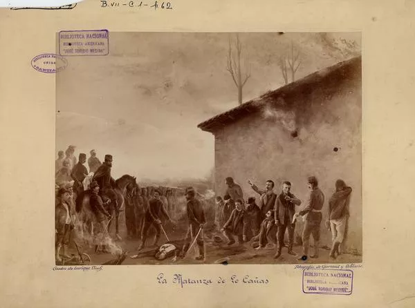 [Cuadro de Enrique Lynch "La Matanza de Lo Cañas", 19 de agosto de 1891]  [fotografía] Garreaud y Leblanc.