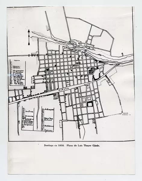 Santiago en 1810, Plano de [Tomás] Thayer Ojeda  [fotografía].