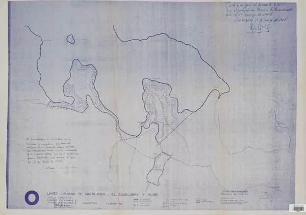 Límite urbano de Santa Rosa, El Aquelerre y Huiñe Comuna de Vichuquén Provincia de Curicó [material cartográfico] : Cecilia Cariola S. Domingo Eyzaguirre E. y Joaquín Eyzaguirre E.
