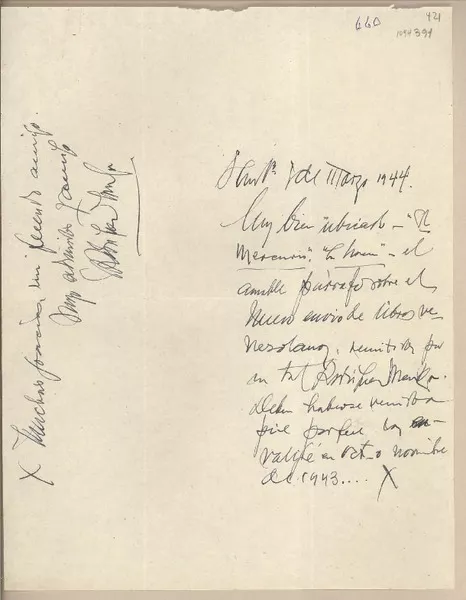 [Carta] 1944 marzo 1, Santiago, Chile [a] Juan Mujica de la Fuente  [manuscrito] Emilio Rodríguez Mendoza.