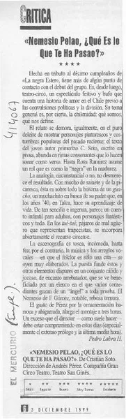 "Nemesio Pelao, ¿Qué es lo que te ha pasao"  [artículo] Pedro Labra H.