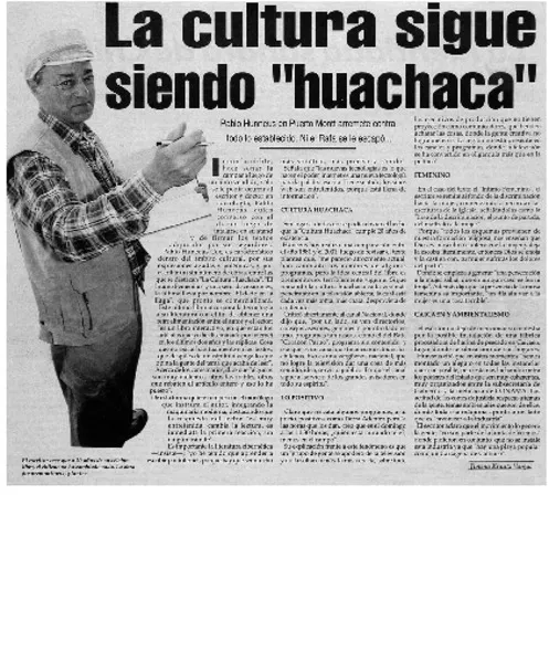 La cultura sigue siendo "huachaca"  [artículo] Jimena Krautz Vargas