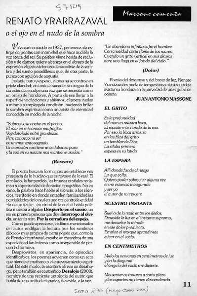 Renato Yrarrázaval  [artículo] Massone