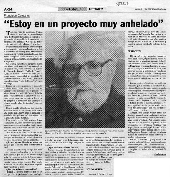 "Estoy en un proyecto muy anhelado"  [artículo] Carla Mosso