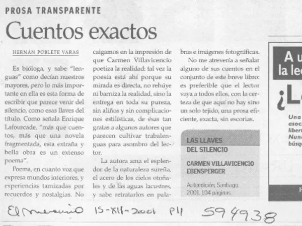 Cuentos exactos  [artículo] Hernán Poblete Varas