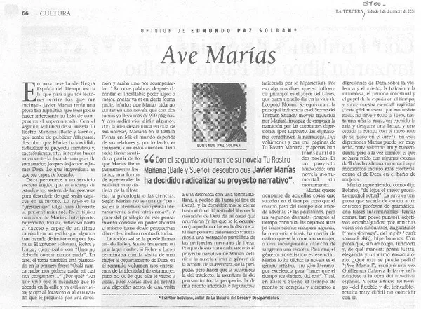 Ave Marías  [artículo] Edmundo Paz Soldán.