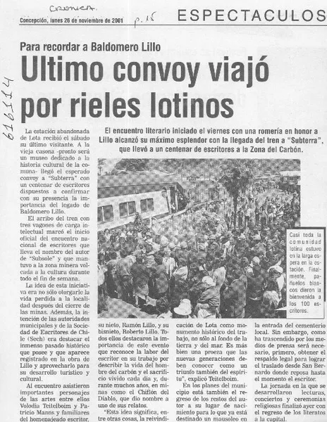 Último convoy viajó por rieles lotinos  [artículo]