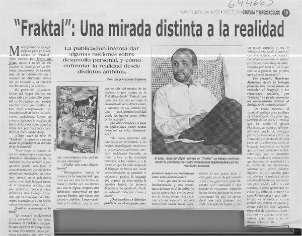 "Fraktal", una mirada distinta de la realidad (entrevista)  [artículo] Jorge Guzmán Espinoza.