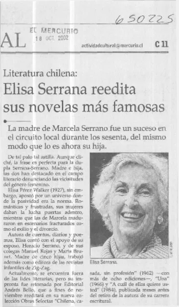Elisa Serrana reedita sus novelas más famosas  [artículo]