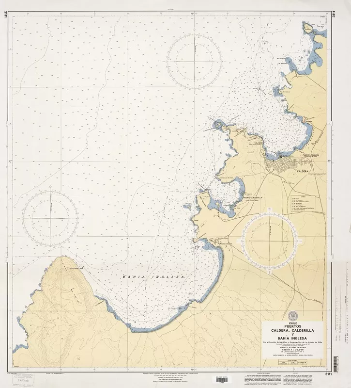Puertos Caldera, Calderilla y Bahía Inglesa  [material cartográfico] por el Servicio Hidrográfico y Oceanográfico de la Armada de Chile.