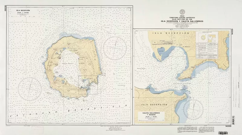 Isla Decepción y Caleta Balleneros territorio chileno Antártico, Islas Shetland del Sur [material cartográfico] : por el Servicio Hidrográfico y Oceanográfico de la Armada de Chile.