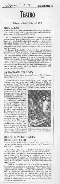 Teatro  [artículo] Eduardo Guerrero del Río.