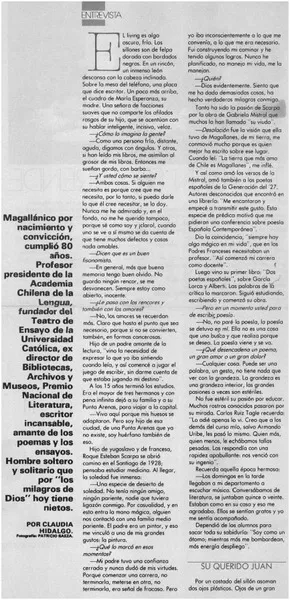 Roque Esteban Scarpa "Siempre hay algo mágico en mi vida"  [artículo] Claudia Hidalgo.