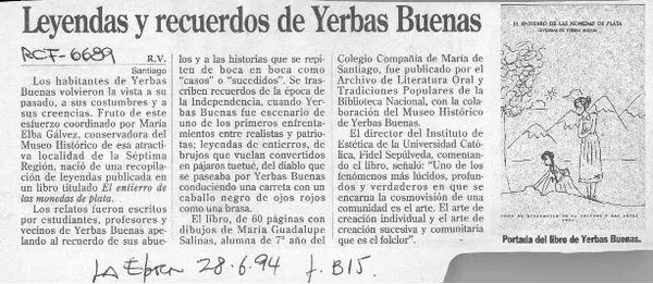 Leyendas y recuerdos de Yerbas Buenas  [artículo] R. V.