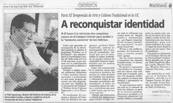 A reconquistar identidad  [artículo] Alfredo Galleguillos.