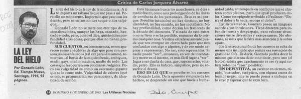 La ley del hielo  [artículo] Carlos Jorquera Alvarez.