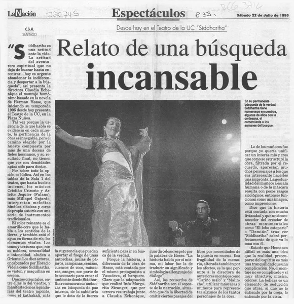 Relato de una búsqueda incansable  [artículo] C. G. M.
