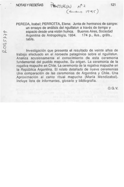 Manifestaciones culturales y religiosas del pueblo mapuche  [artículo] O. G. V.