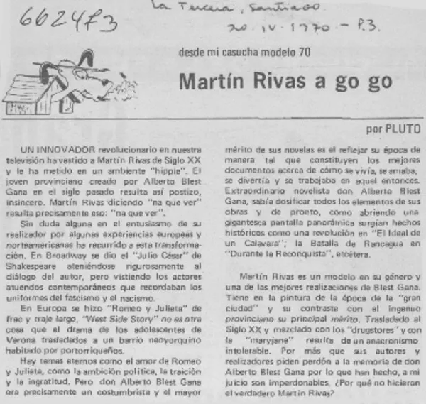 Martín Rivas a go go  [artículo] Pluto.