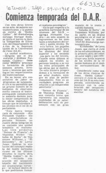 Comienza temporada del D.A.R.  [artículo]