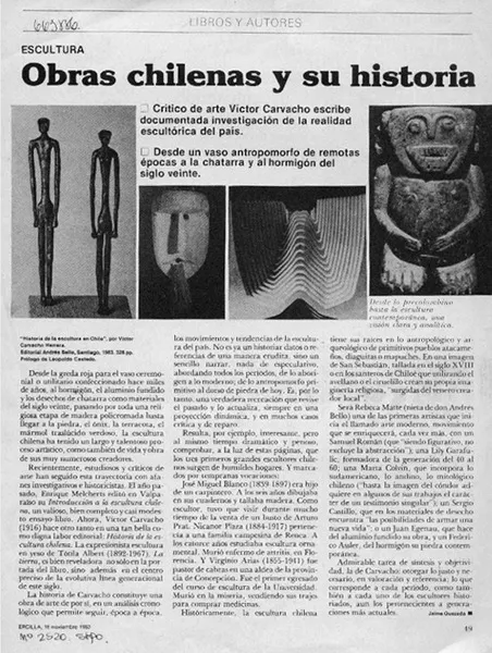 Obras chilenas y su historia  [artículo] Jaime Quezada.