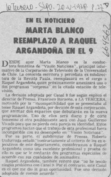 Marta Blanco reemplazó a Raquel Argandoña en el 9.  [artículo]