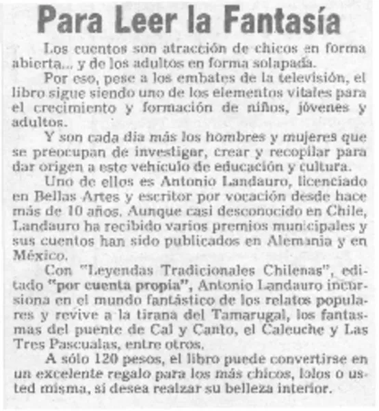 Para leer la fantasía.  [artículo]