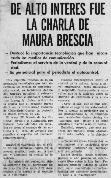 De Alto interes fue la charla de Maura Brescia.  [artículo]