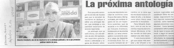 La Próxima antología.  [artículo]