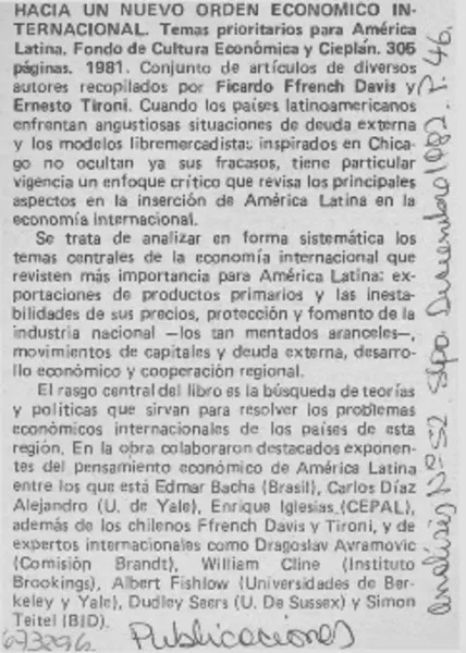 Hacia un nuevo orden económico internacional  [artículo]