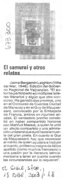 El Samurai y otros relatos.  [artículo]